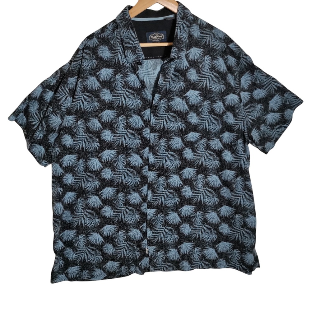 Nat Nast Hawaiian Short Sleeve Polo Shirt Mens XXL Silk‎ Cotton Blend